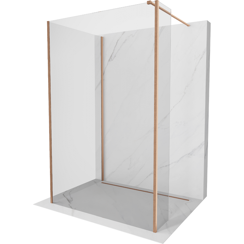 Mexen Kioto Walk-in zuhanyfal 130 x 75 x 30 cm, átlátszó, kefélt réz - 800-130-075-221-65-00-030