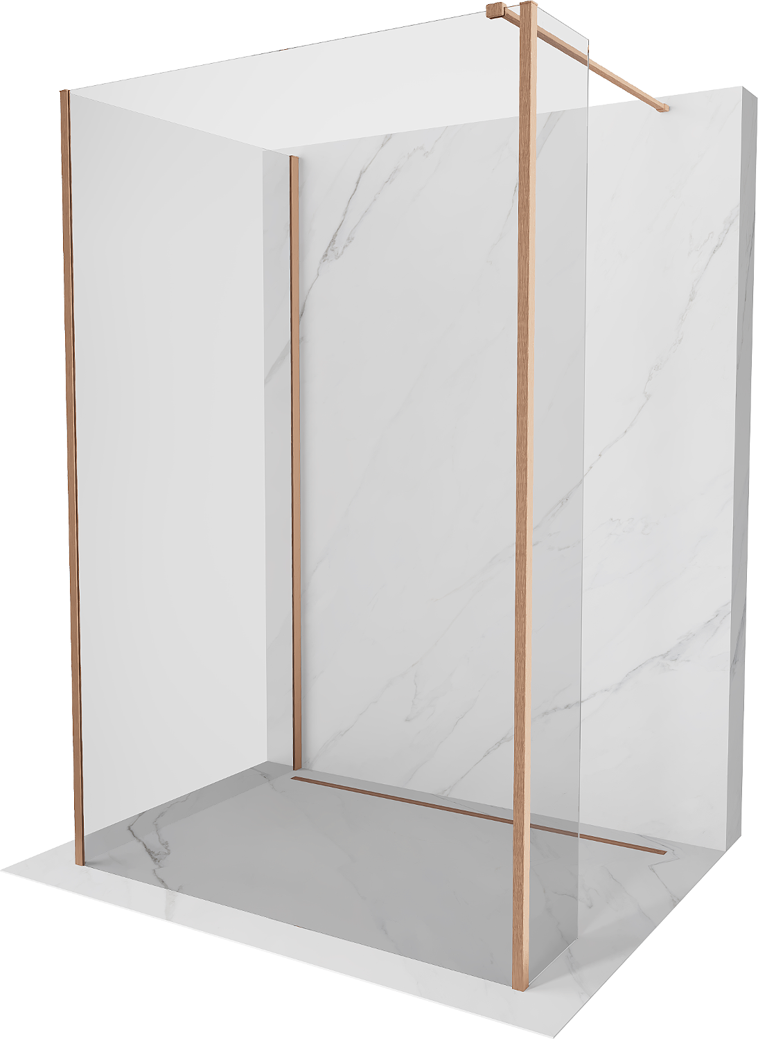 Mexen Kioto Walk-in zuhanyfal 130 x 120 x 30 cm, átlátszó, kefélt réz - 800-130-120-221-65-00-030