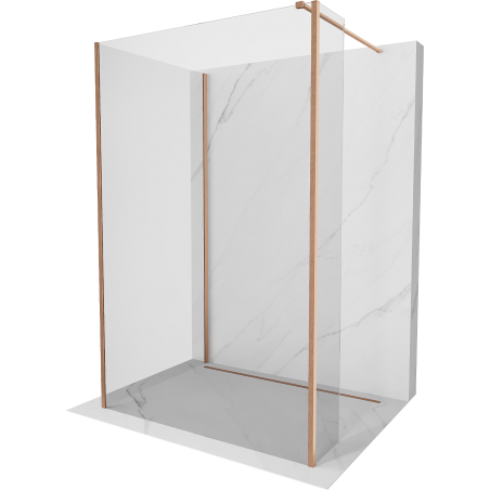 Mexen Kioto Walk-in zuhanyfal 140 x 120 x 30 cm, átlátszó, kefélt réz - 800-140-120-221-65-00-030