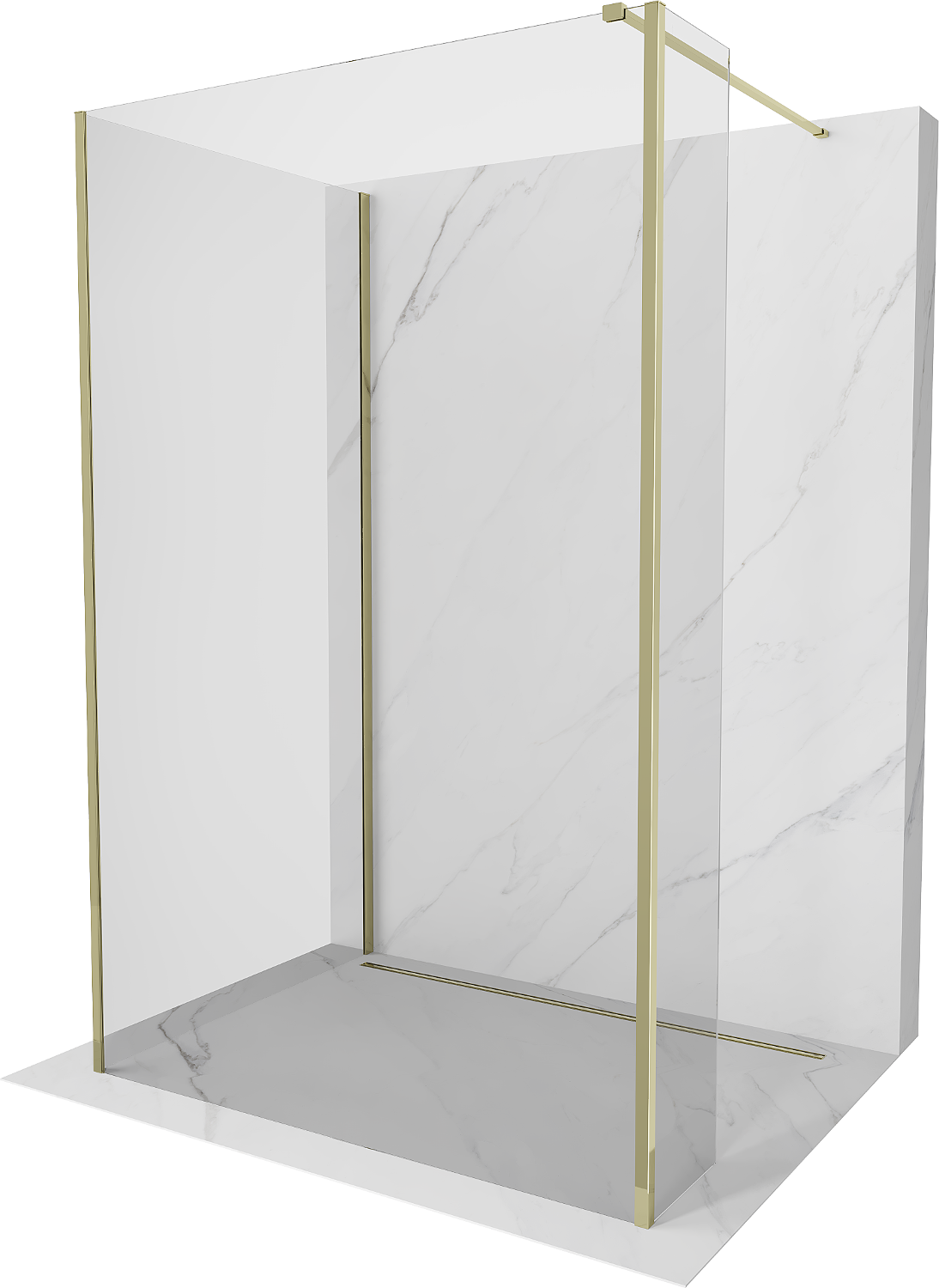 Mexen Kioto Walk-in zuhanyfal 120 x 85 x 30 cm, átlátszó, arany - 800-120-085-221-50-00-030