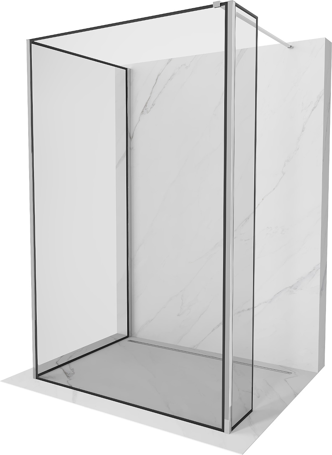 Mexen Kioto Walk-in zuhanyfal 100 x 90 x 30 cm, fekete minta, króm - 800-100-090-221-01-70-030