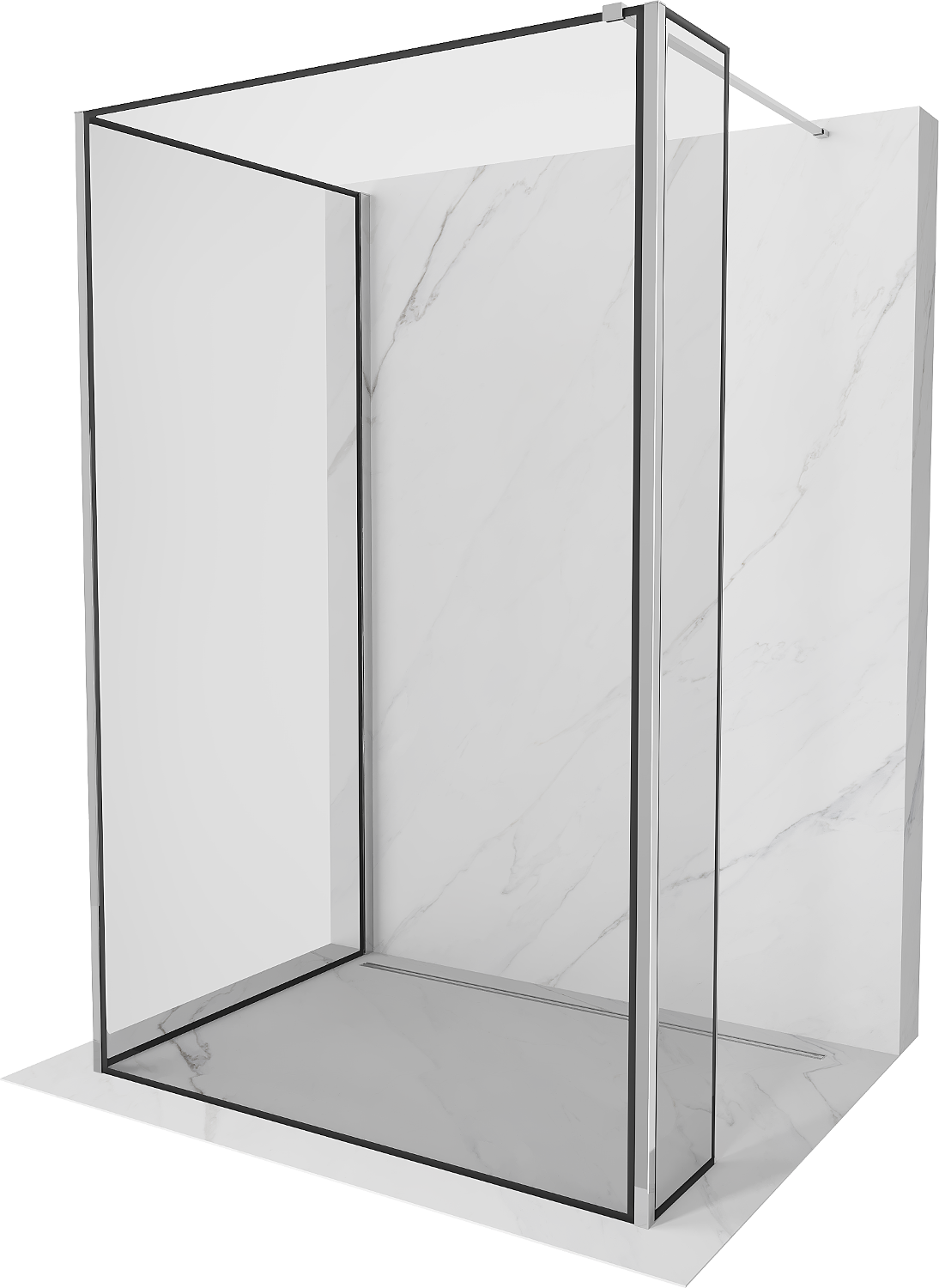 Mexen Kioto Walk-in zuhanyfal 130 x 90 x 40 cm, fekete minta, króm - 800-130-090-221-01-70-040