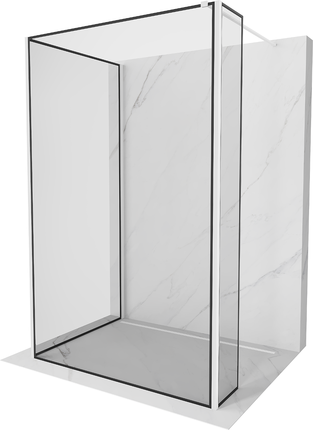 Mexen Kioto Walk-in zuhanyfal 130 x 80 x 30 cm, fekete minta, fehér - 800-130-080-221-20-70-030