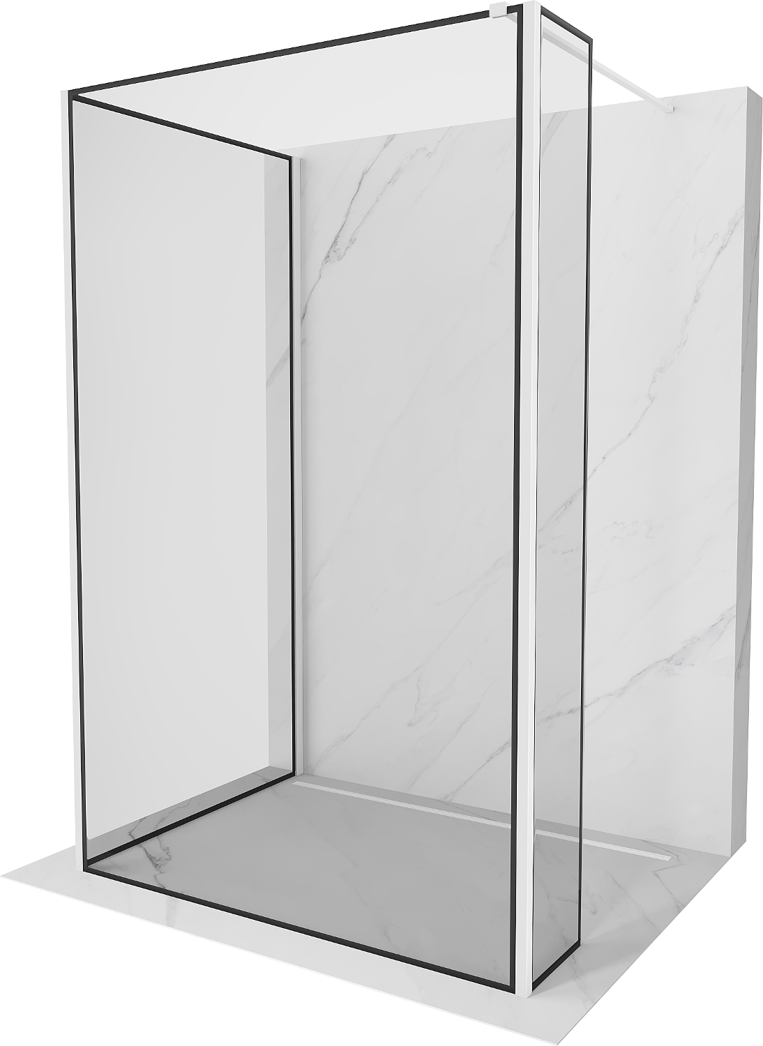 Mexen Kioto zuhanyzófal Walk-in 120 x 110 x 40 cm, fekete minta, fehér - 800-120-110-221-20-70-040