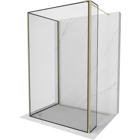 Mexen Kioto Walk-in zuhanyfal 120 x 90 x 30 cm, fekete minta, arany - 800-120-090-221-50-70-030