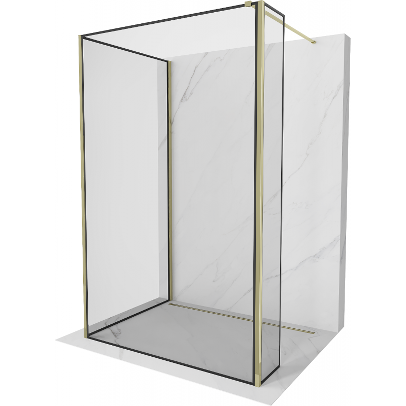 Mexen Kioto Walk-in zuhanyfal 130 x 90 x 40 cm, fekete minta, arany - 800-130-090-221-50-70-040