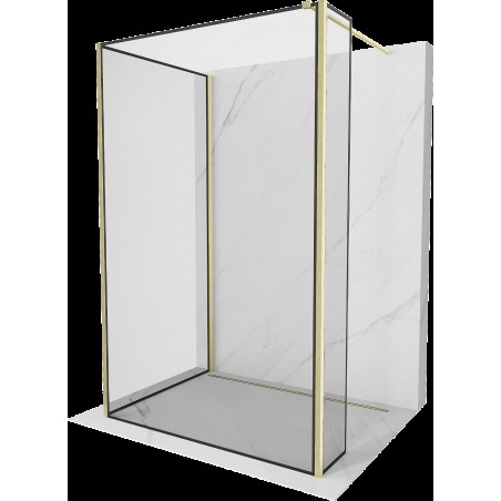 Mexen Kioto Walk-in zuhanyfal 130 x 80 x 30 cm, fekete mintás, arany kefélt - 800-130-080-221-55-70-030