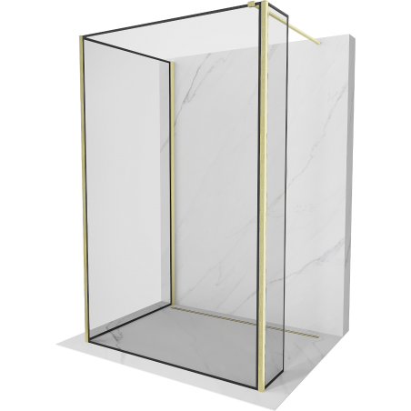 Mexen Kioto Walk-in zuhanyfal 100 x 80 x 30 cm, fekete mintás, arany csiszolt - 800-100-080-221-55-70-030