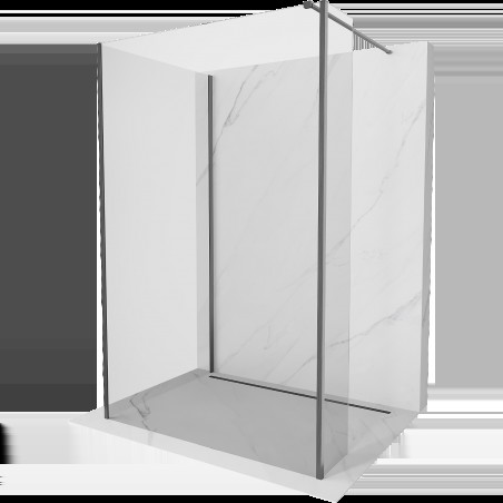 Mexen Kioto Walk-in zuhanyfal 140 x 80 x 30 cm, átlátszó, gun grey megmunkálású - 800-140-080-221-66-00-030