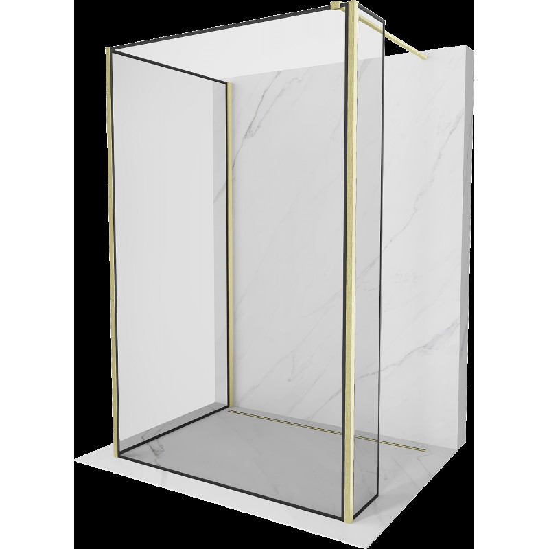 Mexen Kioto Walk-in zuhanyfal 110 x 110 x 30 cm, fekete minta, arany kefélt - 800-110-110-221-55-70-030