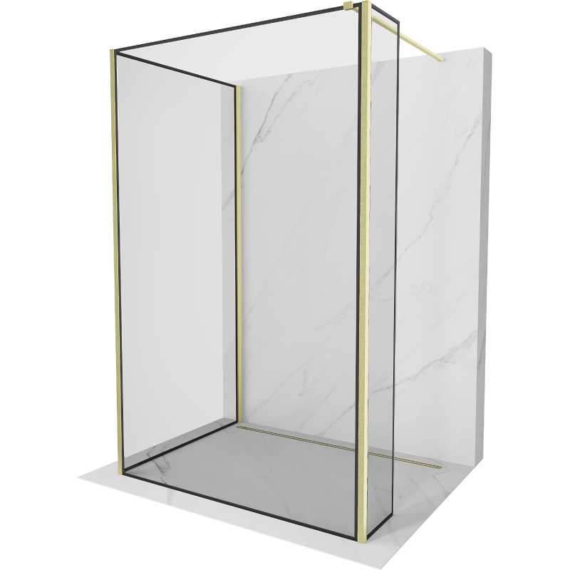 Mexen Kioto Walk-in zuhanyfal 110 x 70 x 40 cm, fekete minta, arany kefélt - 800-110-070-221-55-70-040