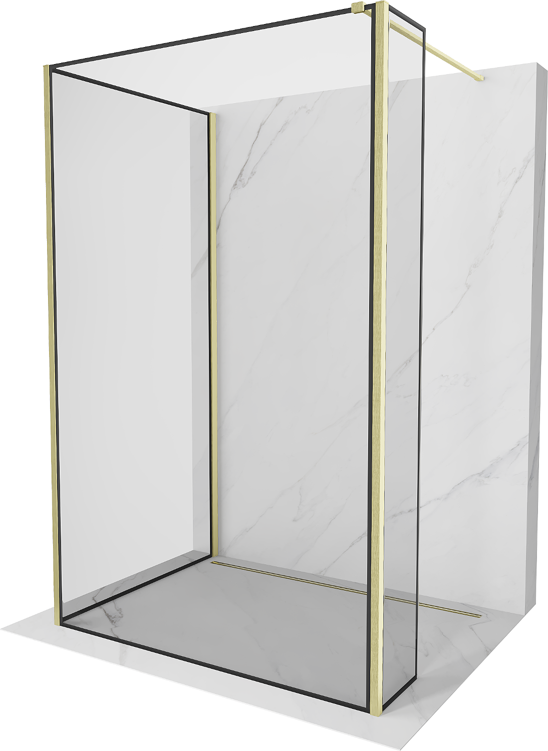 Mexen Kioto Walk-in zuhanyfal 100 x 80 x 40 cm, fekete minta, aranyozott - 800-100-080-221-55-70-040