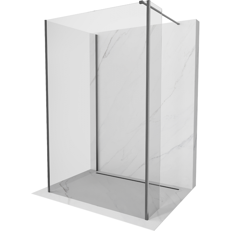 Mexen Kioto Walk-in zuhanyfal 105 x 100 x 30 cm, átlátszó, füstszürke, kefélt - 800-105-100-221-66-00-030