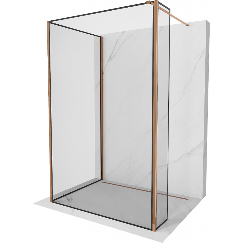 Mexen Kioto Walk-in zuhanyfal 110 x 70 x 30 cm, fekete minta, rózsaarany - 800-110-070-221-60-70-030