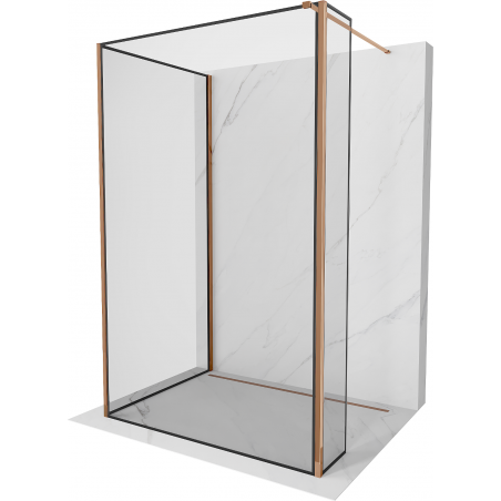 Mexen Kioto Walk-in zuhanyfal 100 x 80 x 30 cm, fekete minta, rose gold - 800-100-080-221-60-70-030