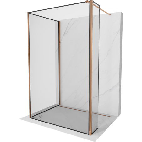 Mexen Kioto Walk-in zuhanyfal 120 x 90 x 30 cm, fekete minta, rózsaarany - 800-120-090-221-60-70-030