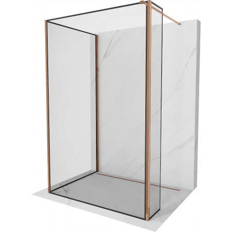 Mexen Kioto Walk-in zuhanyfal 140 x 90 x 30 cm, fekete mintával, rózsaarany - 800-140-090-221-60-70-030