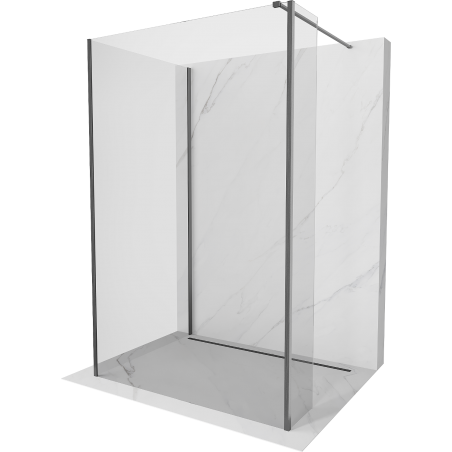 Mexen Kioto Walk-in zuhanyfal 90 x 80 x 40 cm, átlátszó, gun gray kefélt - 800-090-080-221-66-00-040