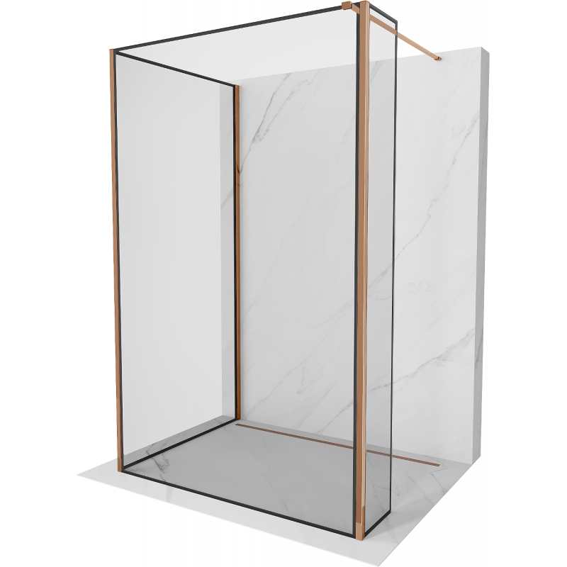 Mexen Kioto Walk-in zuhanyfal 120 x 120 x 40 cm, fekete mintával, rózsaszín arannyal - 800-120-120-221-60-70-040