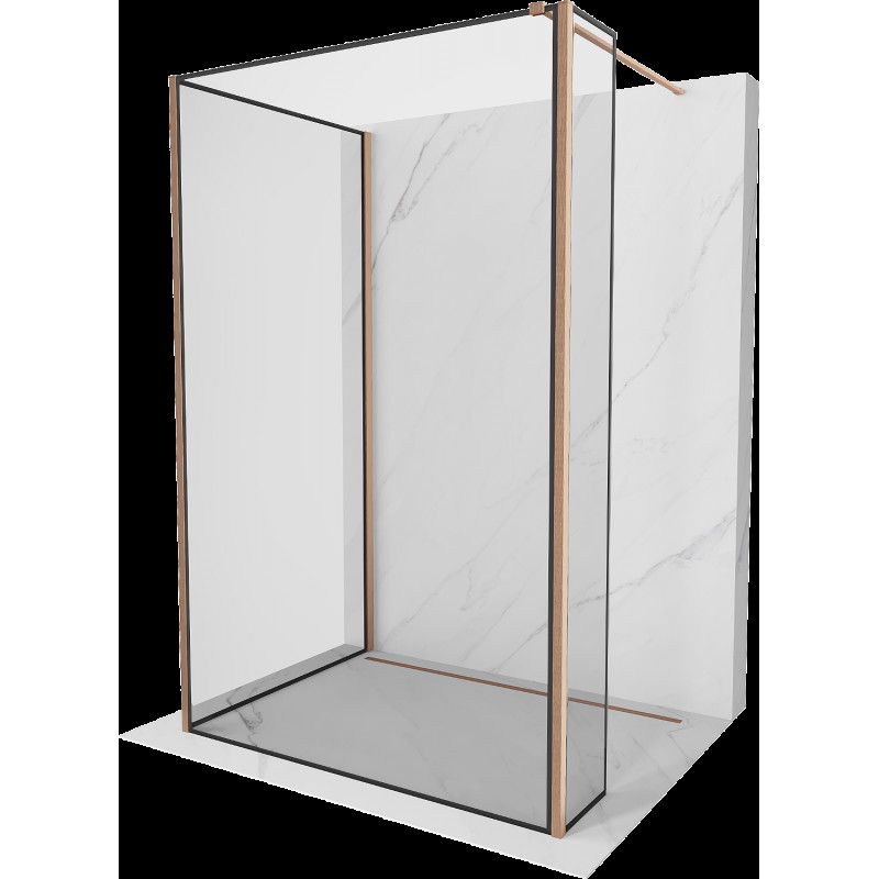 Mexen Kioto Walk-in zuhanyfal 110 x 70 x 30 cm, fekete minta, fényezett réz - 800-110-070-221-65-70-030