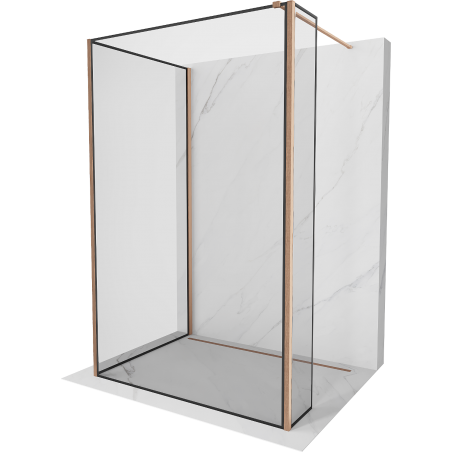 Mexen Kioto walk-in zuhanyfal 120 x 80 x 30 cm, fekete minta, csiszolt réz - 800-120-080-221-65-70-030