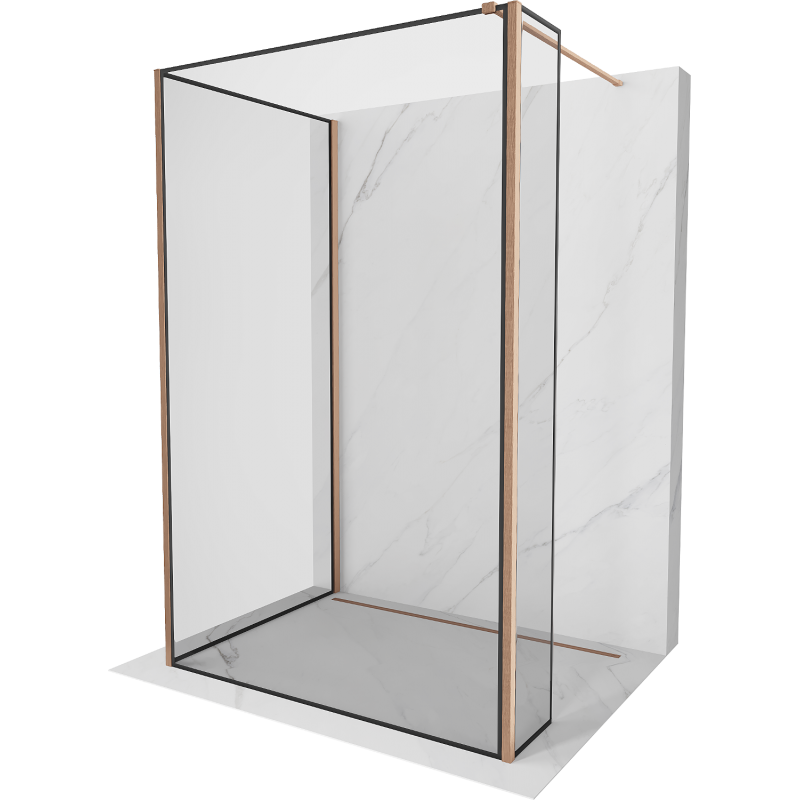 Mexen Kioto Walk-in zuhanypanel 120 x 110 x 40 cm, fekete minta, fényezett réz - 800-120-110-221-65-70-040