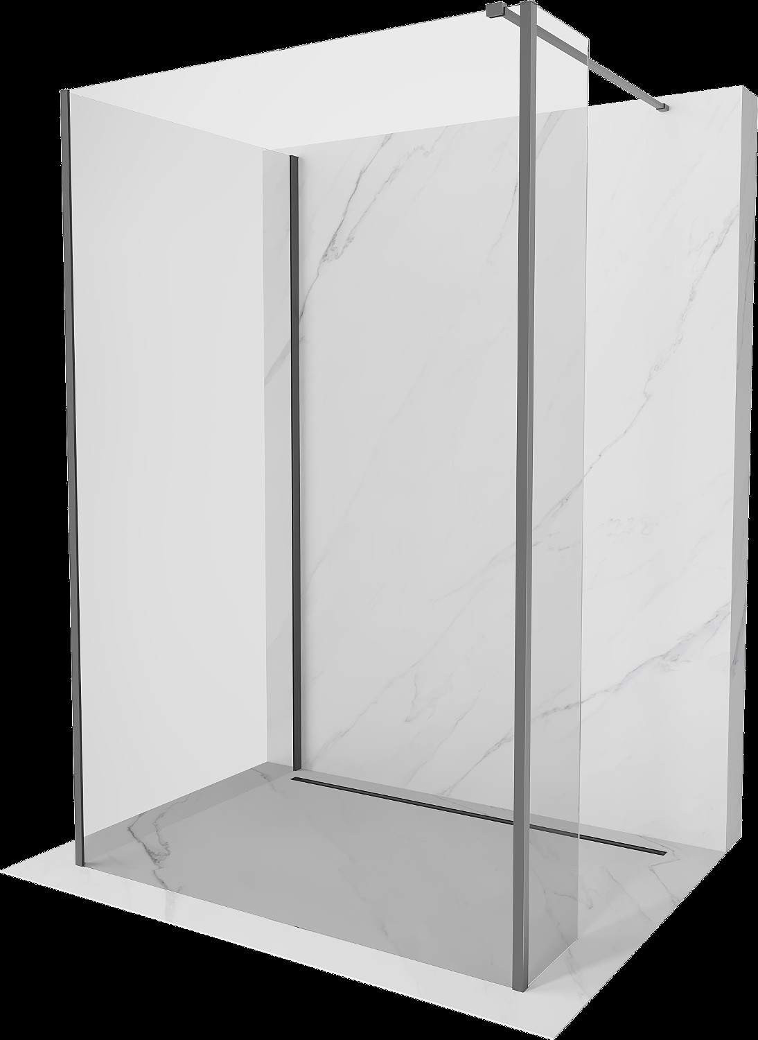 Mexen Kioto Walk-in zuhanyfal 90 x 80 x 30 cm, átlátszó, gun metal - 800-090-080-221-95-00-030