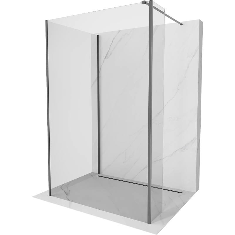 Mexen Kioto Walk-in zuhanyfal 135 x 110 x 30 cm, átlátszó, gun metal - 800-135-110-221-95-00-030