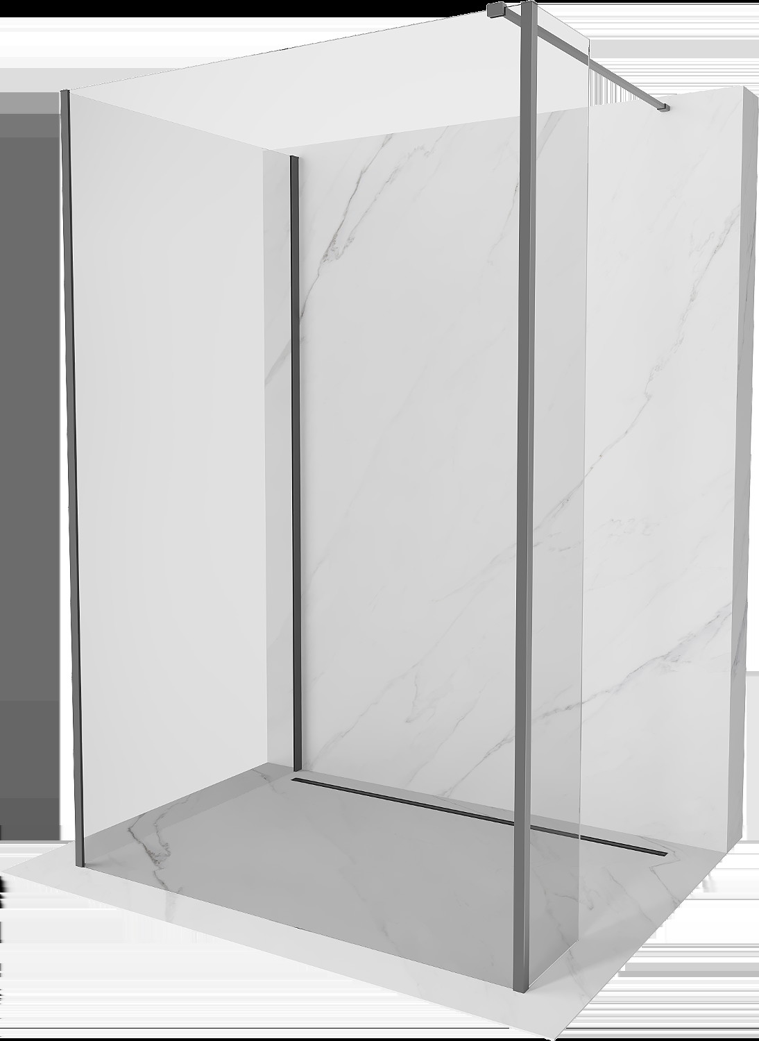 Mexen Kioto Walk-in zuhanyfal 130 x 115 x 30 cm, átlátszó, gun metal - 800-130-115-221-95-00-030