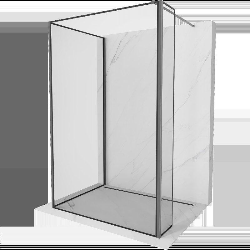 Mexen Kioto Walk-in zuhanyfal 110 x 110 x 30 cm, fekete minta, gunmetal - 800-110-110-221-95-70-030