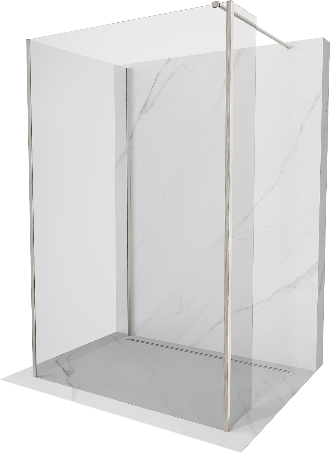 Mexen Kioto Walk-in zuhanyfal 90 x 75 x 30 cm, átlátszó, kefélt nikkel - 800-090-075-221-97-00-030