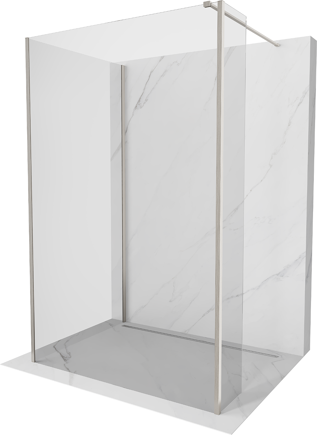 Mexen Kioto Walk-in zuhanyfal 110 x 85 x 30 cm, átlátszó, kefélt nikkel - 800-110-085-221-97-00-030