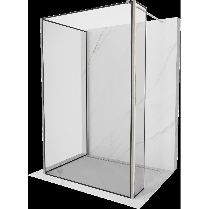 Mexen Kioto Walk-in zuhanyfal 120 x 70 x 30 cm, fekete minta, kefelet nikkelezett - 800-120-070-221-97-70-030