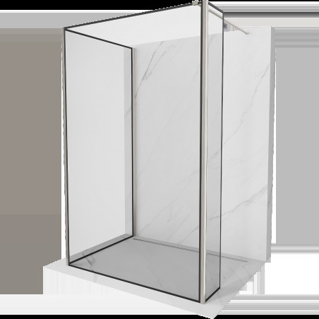 Mexen Kioto Walk-in zuhanyfal 120 x 70 x 30 cm, fekete minta, kefelet nikkelezett - 800-120-070-221-97-70-030