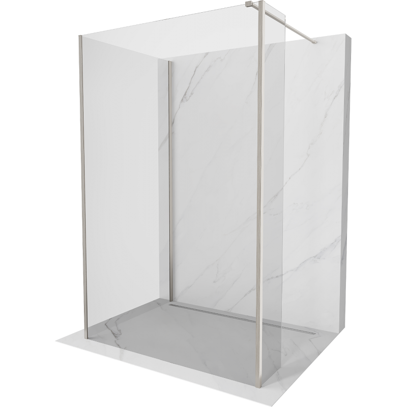 Mexen Kioto Walk-in zuhanyfal 130 x 110 x 30 cm, átlátszó, kefélt nikkel - 800-130-110-221-97-00-030