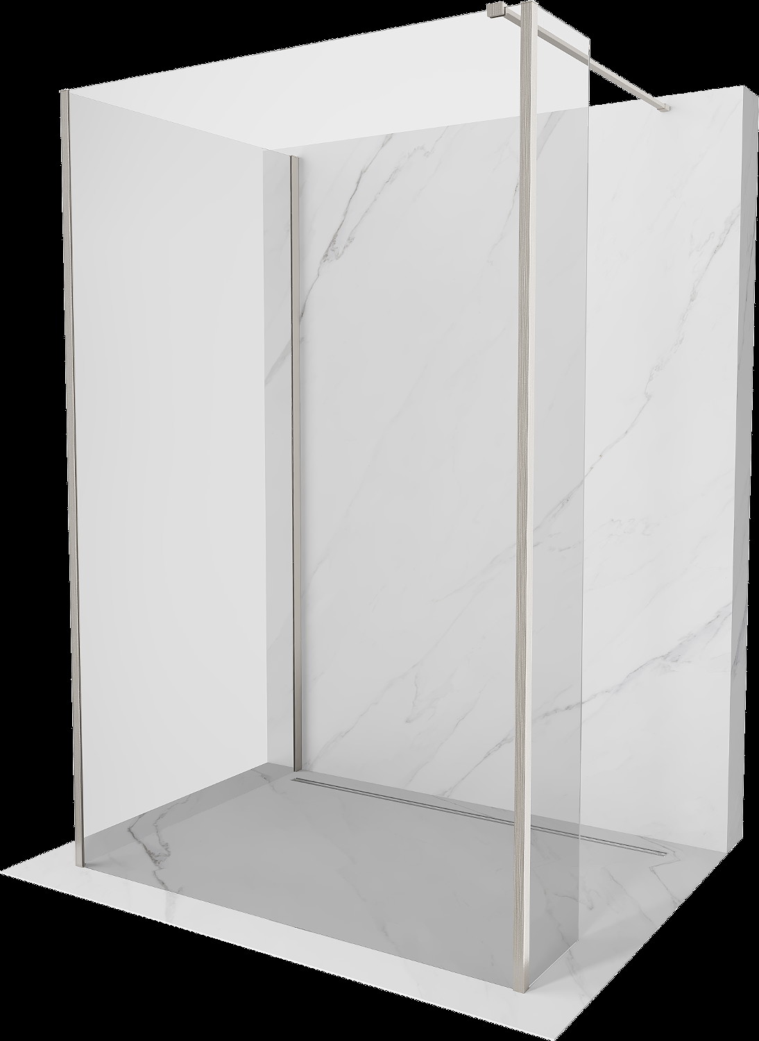 Mexen Kioto Walk-in zuhanyfal 140 x 110 x 30 cm, átlátszó, brushed nickel - 800-140-110-221-97-00-030