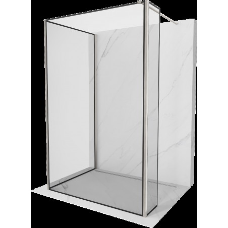 Mexen Kioto walk-in zuhanyfal 110 x 110 x 30 cm, fekete minta, kefélt nikkel - 800-110-110-221-97-70-030