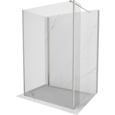 Mexen Kioto Walk-in zuhanyfal 135 x 120 x 30 cm, átlátszó, kefélt nikkel - 800-135-120-221-97-00-030