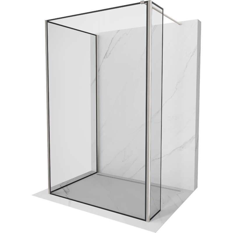 Mexen Kioto Walk-in zuhanyfal 130 x 110 x 40 cm, fekete minta, selyem nikkelezés - 800-130-110-221-97-70-040