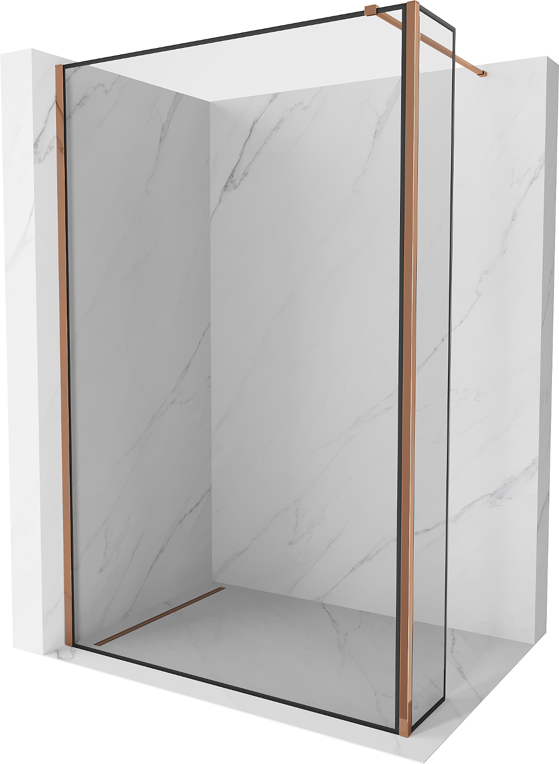 Mexen Kioto Walk-in zuhanyfal 110 x 40 cm, fekete minta, rose gold - 800-110-212-60-70-040