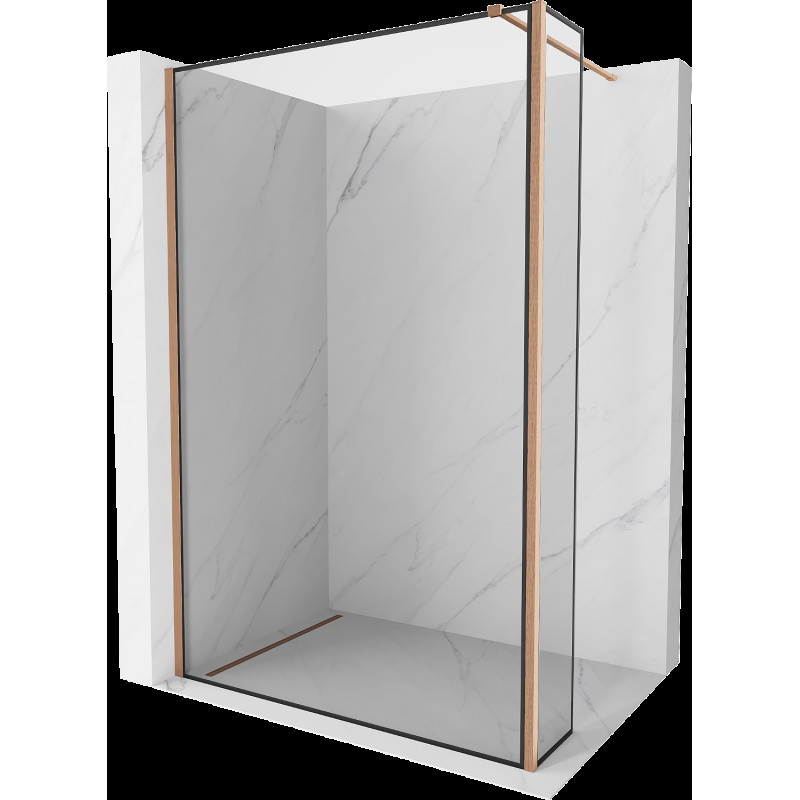 Mexen Kioto walk-in zuhanyfal 140 x 30 cm, fekete mintás, kefélt réz - 800-140-212-65-70-030