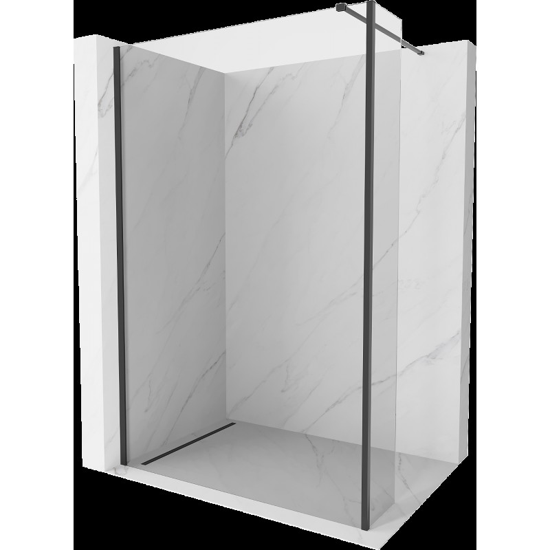 Mexen Kioto Walk-in zuhanyfal 125 x 30 cm, átlátszó, fekete - 800-125-212-70-00-030