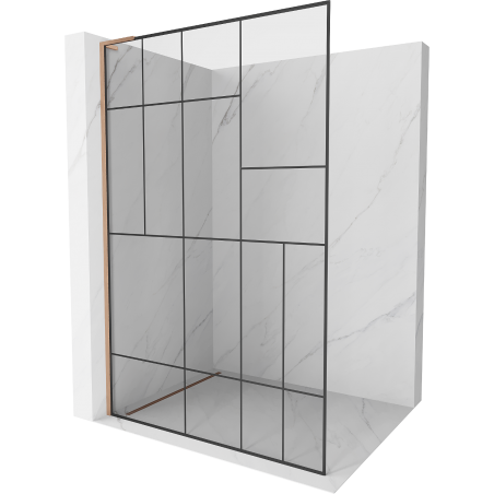 Mexen Kioto L Walk-in zuhanyfal 110 x 200 cm, fekete mintázat, fényes réz - 800-110-103-65-78