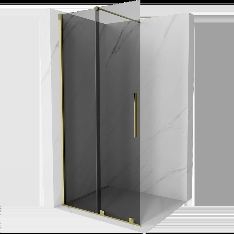 Mexen Velar Rugalmas Walk-in zuhanyfal 70 x 200 cm, grafit 8 mm, arany - 871-070-000-43-50