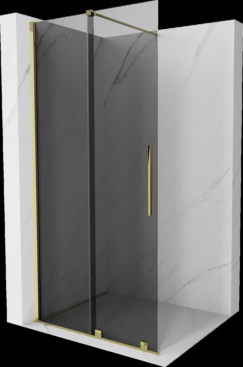 Mexen Velar Rugalmas Walk-in zuhanyfal 70 x 200 cm, grafit 8 mm, arany - 871-070-000-43-50