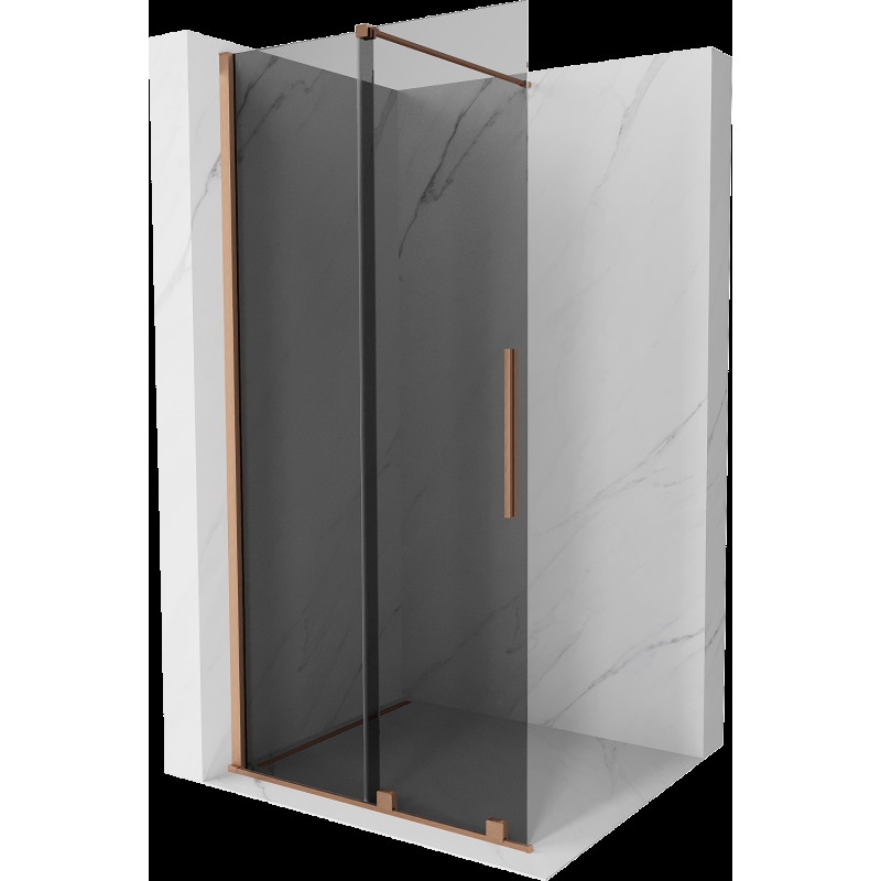 Mexen Velar toló zuhanyfal Walk-in 90 x 200 cm, grafit 8 mm, kefélt réz - 871-090-000-43-65