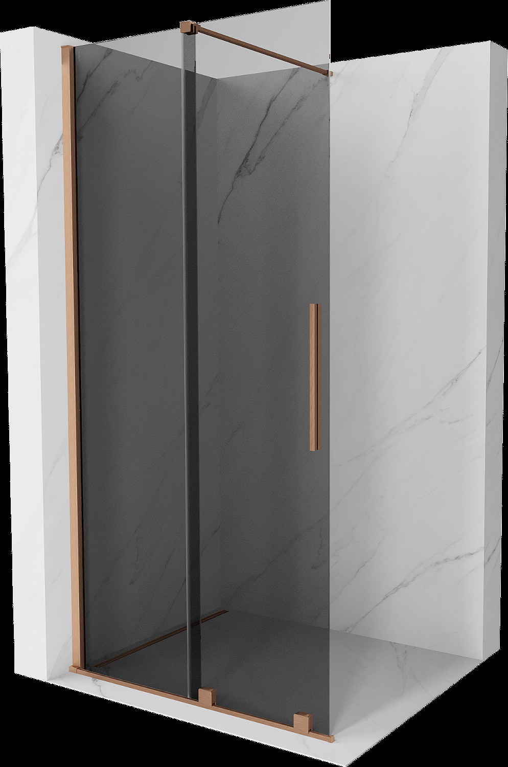 Mexen Velar toló zuhanyfal Walk-in 90 x 200 cm, grafit 8 mm, kefélt réz - 871-090-000-43-65