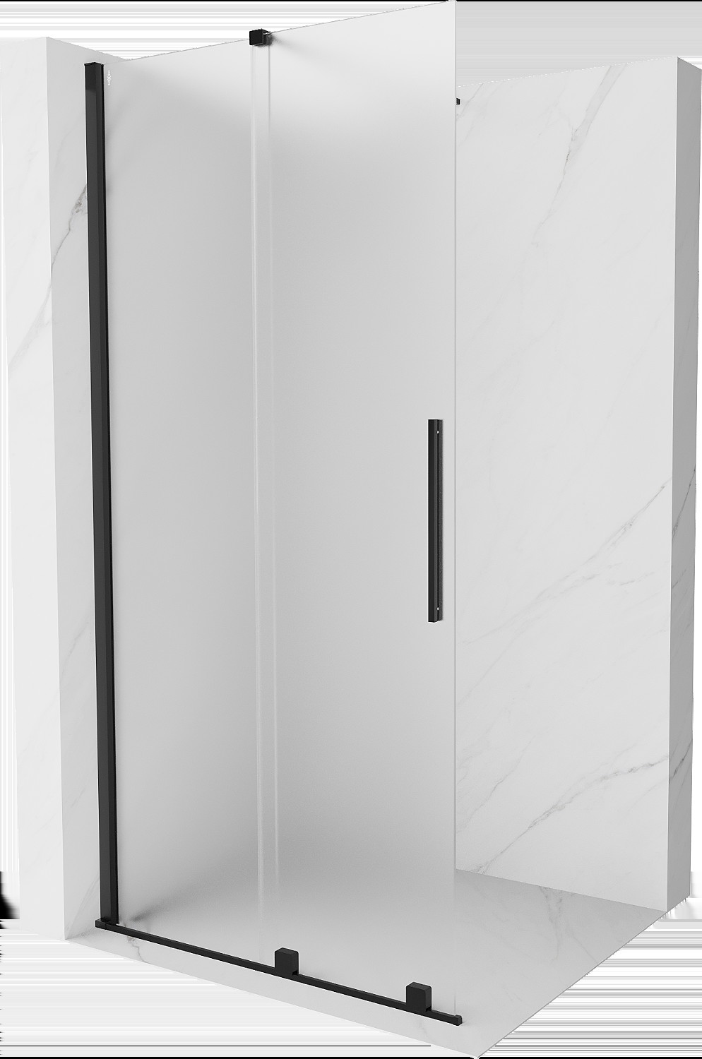 Mexen Velar kihúzható Walk-in zuhanyfal 80 x 200 cm, homályos 8 mm, fekete - 871-080-000-33-70