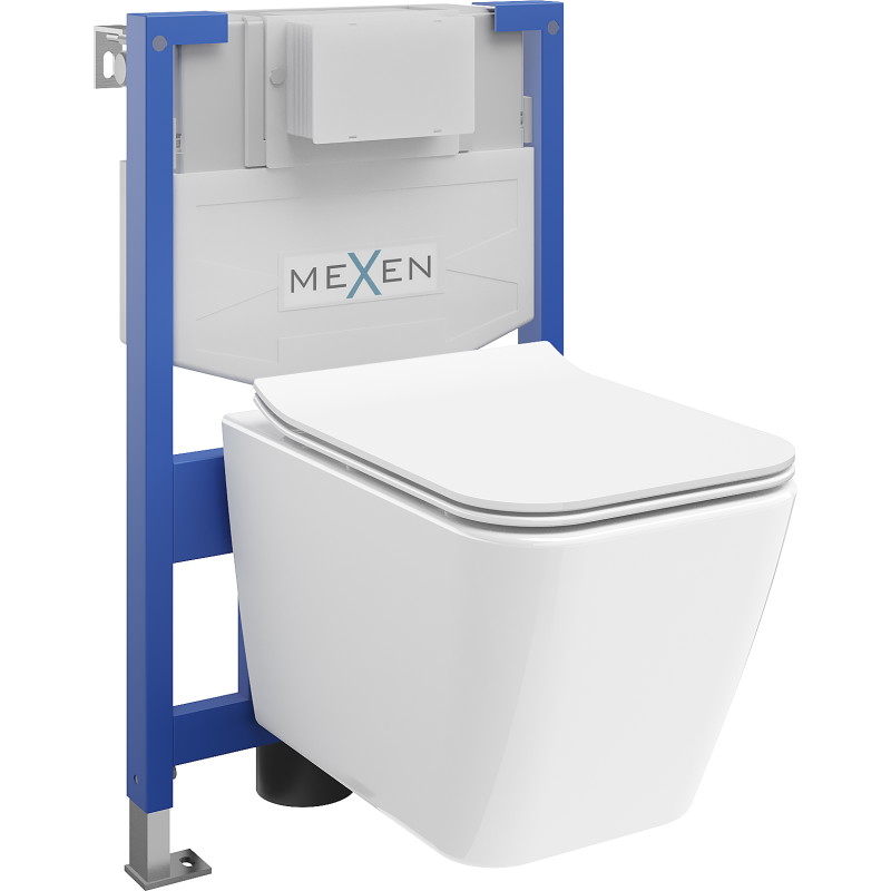 Mexen beépíthető Felix XS-F WC váz WC csészével Cube és leeresztő automatikás ülőkével, Fehér - 68030924000