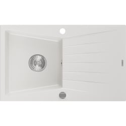 Mexen Cesar 1-medencés gránit mosogató edényszárítóval 775 x 470 mm, Fehér - 6514771010-20